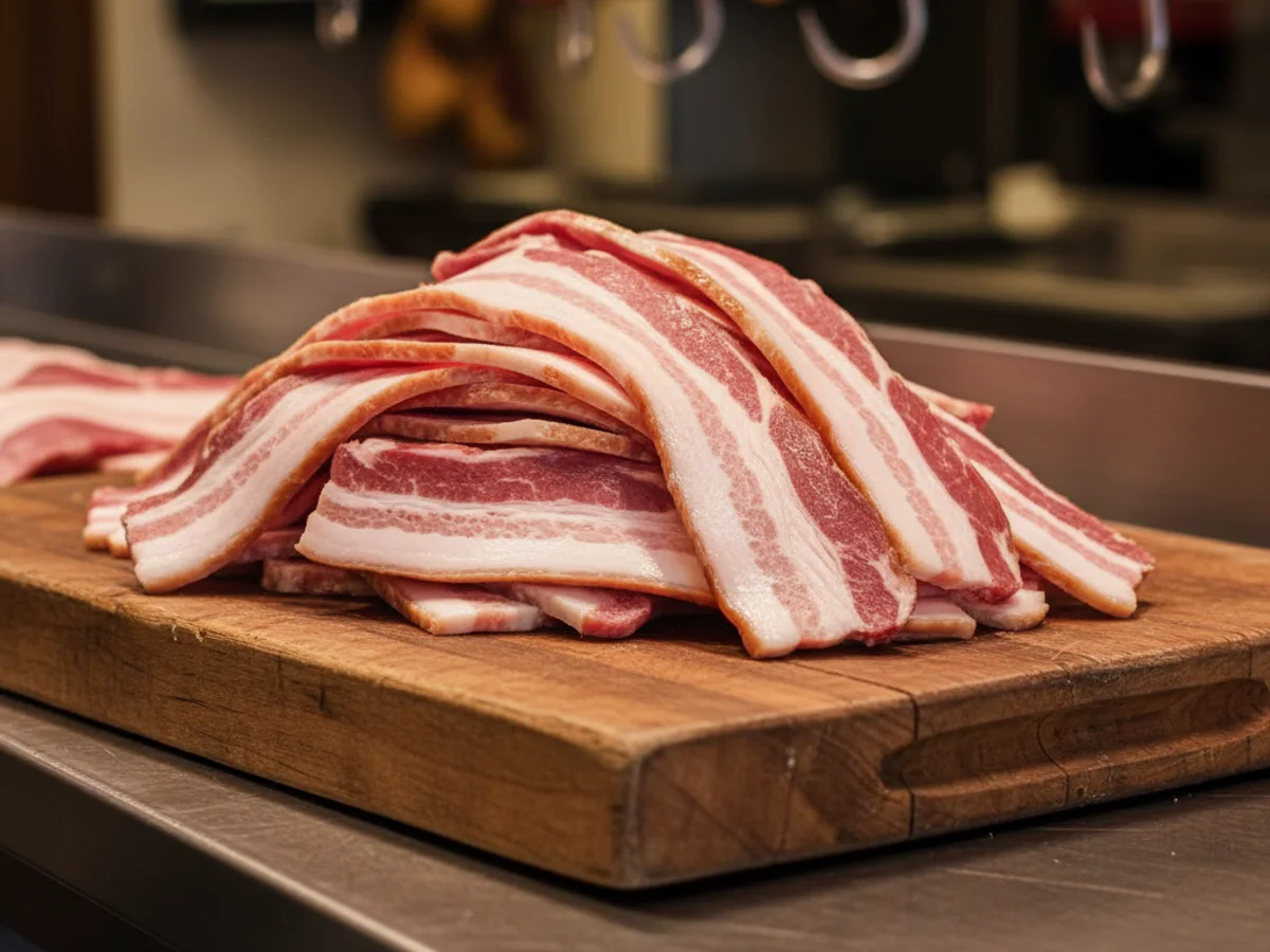 House-cured applewood smoked bacon at Grinders Meat Market