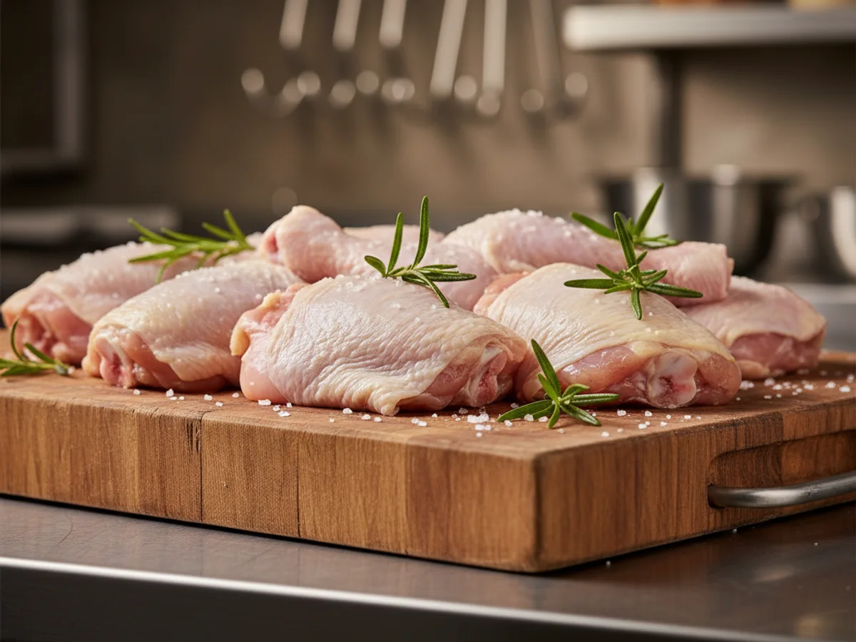 Fresh chicken thighs at Grinders Meat Market