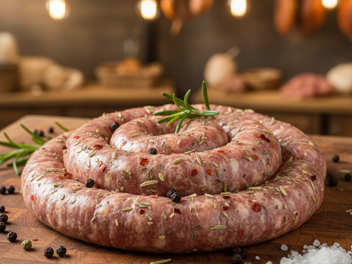 House-made Italian sausage at Grinders Meat Market