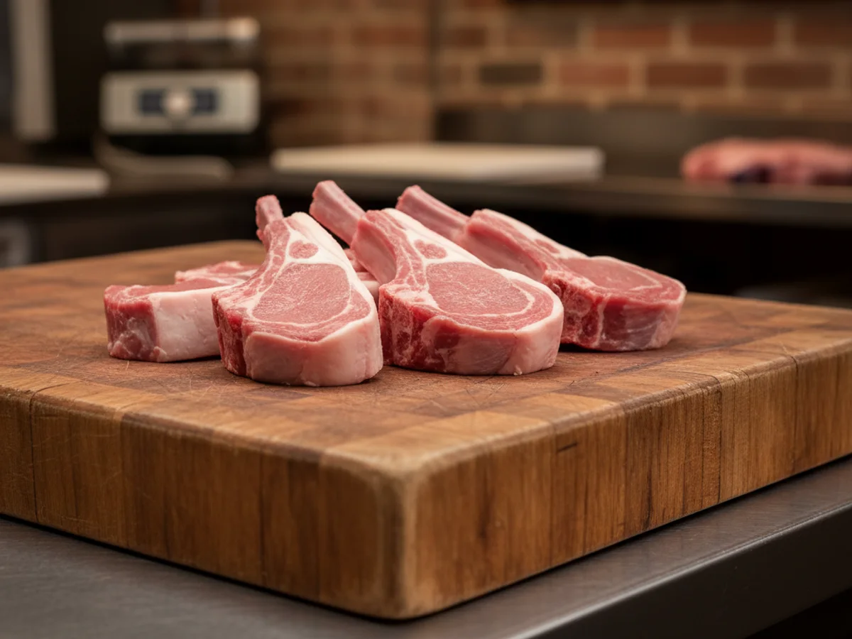 Tender lamb loin chops at Grinders Meat Market