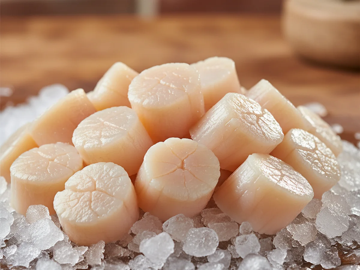 Dry-packed sea scallops at Grinders Meat Market